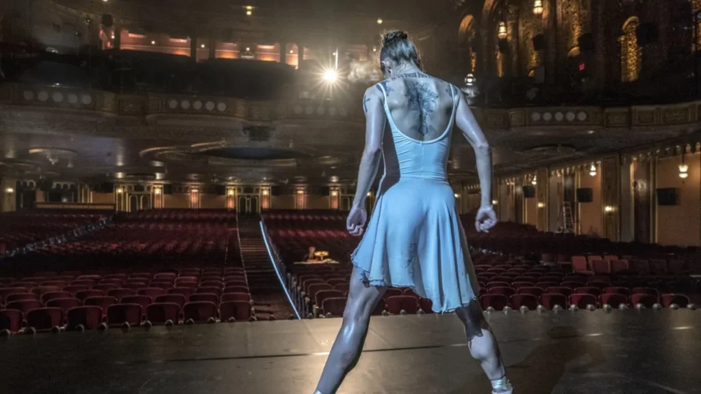 A still photo of Ana de Armas as Eve Macarro on stage practising to be a ballerina in 2025 film Ballerina